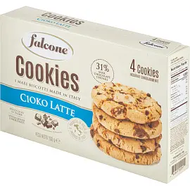 Печенье сахарное Falcone Cookies с молочным шоколадом 200 г