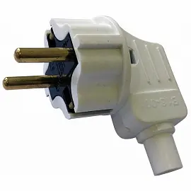 Вилка электрическая штепсельная Свет В16-001 с заземлением угловая 16А IP20 белая (EV0319-0004)
