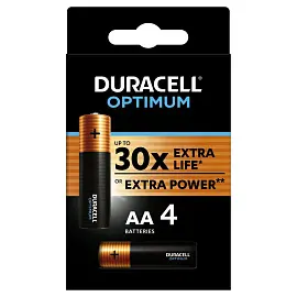 Батарейка AA пальчиковая Duracell Optimum (4 штуки в упаковке)