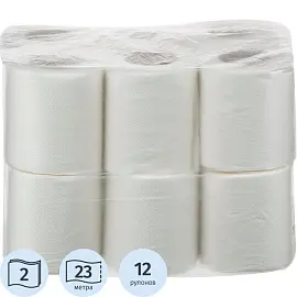 Бумага туалетная Элементари 2-слойная 23 метра белая (12 рулонов в упаковке)