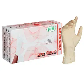 Перчатки медицинские смотровые латексные SFM нестерильные неопудренные размер XL (9-10) бежевые (90 штук в упаковке)