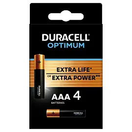 Батарейка AAA мизинчиковая Duracell Optimum (4 штуки в упаковке)