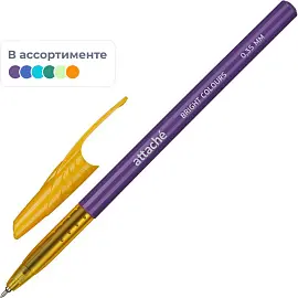 Ручка шариковая неавтоматическая в ассортименте Attache Bright colours синяя (толщина линии 0.35 мм)