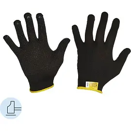 Перчатки рабочие защитные Manipula Specialist Микрон Блэк TNG-28/MG112 нейлоновые с ПВХ покрытием черные (15 класс, размер 7, S, 10 пар в упаковке)