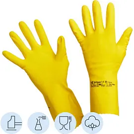 Перчатки латексные Vileda Professional многоцелевые повышенная прочность желтые (размер 7, S, 100758)