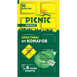 Средство от насекомых Picnic Family от комаров пластины 12 г (10 штук в упаковке)