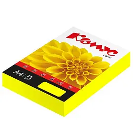 Бумага цветная для печати Комус Color желтая неон (А4, 75 г/кв.м, 500 листов)