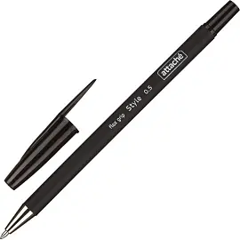 Ручка шариковая неавтоматическая Attache Style черная корпус soft touch (толщина линии 0.5 мм)