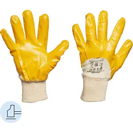 Перчатки рабочие защитные Лайт трикотажные с нитрильным покрытием желтые (универсальный размер)