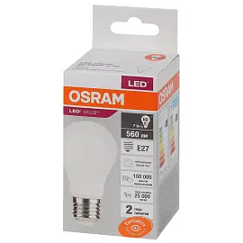 Лампа светодиодная Osram LED Value A груша 7Вт E27 4000K 560Лм 220В 4058075578760