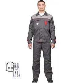 Костюм рабочий летний мужской л10-КПК темно-серый/светло-серый (размер 52-54, рост 158-164)