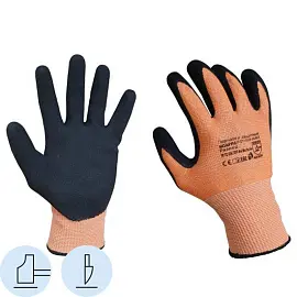 Перчатки Scaffa Рубеж Нит Е DY1350S-OR/BLK для защиты от порезов с нитриловым покрытием (класс 13, размер 9, L)