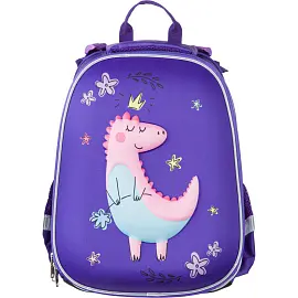 Ранец молодежный №1 School 3D Dino princess фиолетовый с двумя отделениями