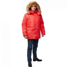 Куртка рабочая зимняя мужская Аляска з28-КУ со светоотражающим кантом красная (размер 48-50, рост 182-188)