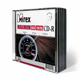 Диск CD-R Mirex 0.7 ГБ 52x slim box UL120052A8F (5 штук в упаковке)