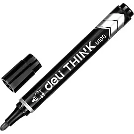 Маркер перманентный Deli Think черный (толщина линии 1.5-3 мм) круглый наконечник