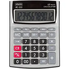 Калькулятор настольный Attache AC-222 12-разрядный серебристый 140x107x34 мм