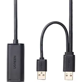 Кабель UGREEN удлинитель US137 USB 2.0 Active, 10м, черный (20214)
