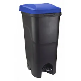 Контейнер для раздельного сбора мусора Idea 85 л пластик на 2-х колесах с педалью синий/черный (86x39x39 см)