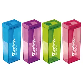 Точилка пластиковая Berlingo "NeonBox" 1 отверстие, контейнер, ассорти