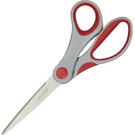 Ножницы 180 мм Attache с пластиковыми прорезиненными анатомическими ручками серого/красного цвета