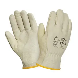 Перчатки рабочие утепленные от порезов и проколов кожаные бежевые (размер 10, XL)