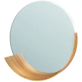 Зеркало настенное Глассвальд-6 с полкой (натуральный дуб, 605х605 мм, круглое)