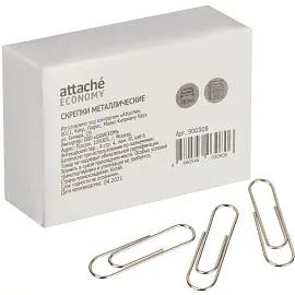 Скрепки канцелярские 28 мм Attache Economy металлические никелированные (100 штук в упаковке)
