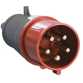 Вилка электрическая штепсельная IEK ССИ-025 с заземлением прямая 32А IP44 серая/красная (PSR02-032-5)