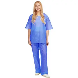 Костюм одноразовый хирургический Гекса нестерильный размер 56-58 синий (рубашка, брюки)