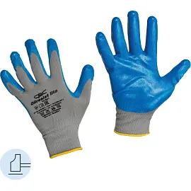 Перчатки рабочие защитные Oilresist Light полиэфирные с нитрильным покрытием серые/голубые (13 класс, размер 8, M, 12 пар в упаковке, артикул nl13nt/1