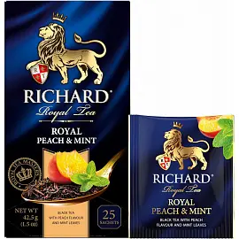 Чай Richard Royal Peach & Mint черный с персиком и мятой 25 пакетиков