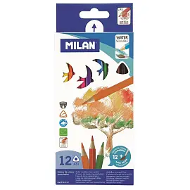 Карандаши цветные акварельные Milan трехгранные 12 цветов