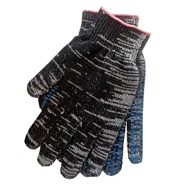 Перчатки защитные трикотажные с ПВХ покрытием графит (протектор, 4 нити, 10 класс, размер универсальный, 300 пар в упаковке)
