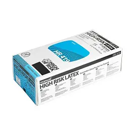 Перчатки одноразовые Manual High Risk латексные неопудренные синие (размер М, 50 штук/25 пар в упаковке)
