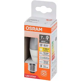 Лампа светодиодная Osram 7 Вт Е27 (В, 2700 К, 600 Лм, 220 В, 4058075696952)
