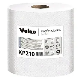 Полотенца бумажные с центральной вытяжкой 200 м, VEIRO (Система M2) COMFORT, 1-слойные, белые, КОМПЛЕКТ 6 рулонов, KP210, КР210