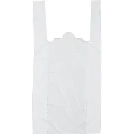 Пакет-майка Знак качества ПНД 15 мкм белый (28+13x57 см, 100 штук в упаковке)