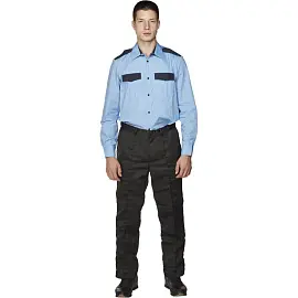 Рубашка для охранника с длинными рукавами голубая (размер 44-46, рост 170-175)