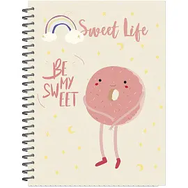 Бизнес-тетрадь креативная Attache Selection Sweet Life Пончик А5 96 листов разноразноцветная в клетку на спирали 2 разделителя (145x203 мм)
