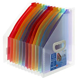 Лоток вертикальный для бумаг 265 мм Exacompta Crystal Magazine File пластиковый белый/цветной 12 отделений