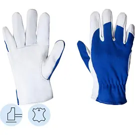 Перчатки рабочие JetaSafety JLE321 кожаные синие/белые (размер 9, L)