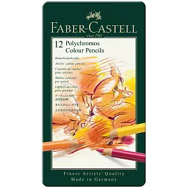 Карандаши цветные Faber-Castell Polychromos 12 цветов в металлической упаковке