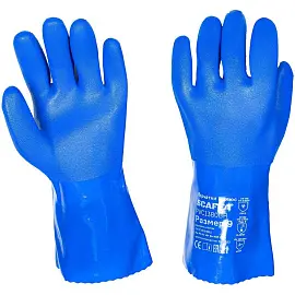 Перчатки защитные ПВХ SCAFFA Полюс PVC1380BR цв.синий р.10