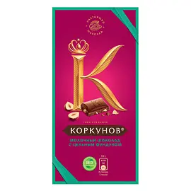 Шоколад Коркунов молочный с цельным фундуком 90 г