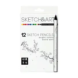 Карандаши цветные Sketch&Art 12 цветов трехгранные утолщенные