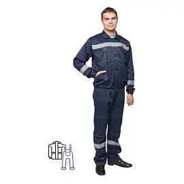 Костюм рабочий летний мужской л22-КПК с СОП темно-синий (размер 56-58, рост 194-200)