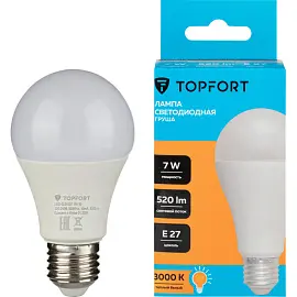 Лампа светодиодная Topfort E27 7W 3000K груша