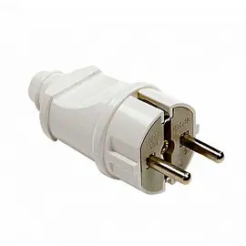 Вилка электрическая штепсельная IN HOME 4110 с заземлением прямая 16А IP20 белая (4690612000565)