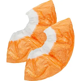 Бахилы одноразовые полиэтиленовые EleGreen текстурированные 3.5 г белые/оранжевые (50 пар в упаковке)